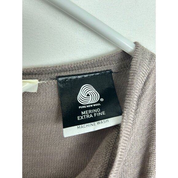 North South Merino Extra Fine 100% Wool Womens XS Taupe Button-Up Sweater - Picture 4 of 11